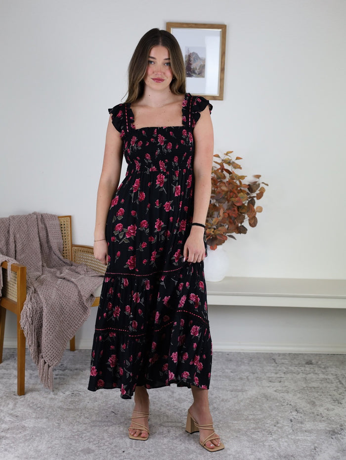 Rosie Smocked Floral Midi Dress