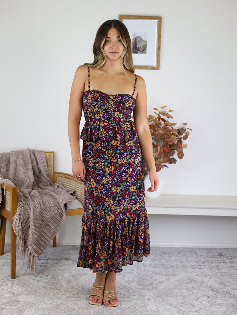 Midnight Floral Midi Dress