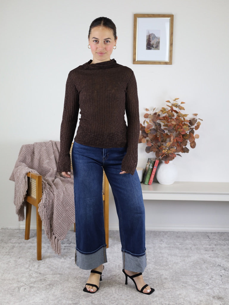 Delphine Rib Knit L/S Top - Final Sale