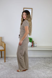 Cassandra Striped Top & Straight-Leg Pants Set