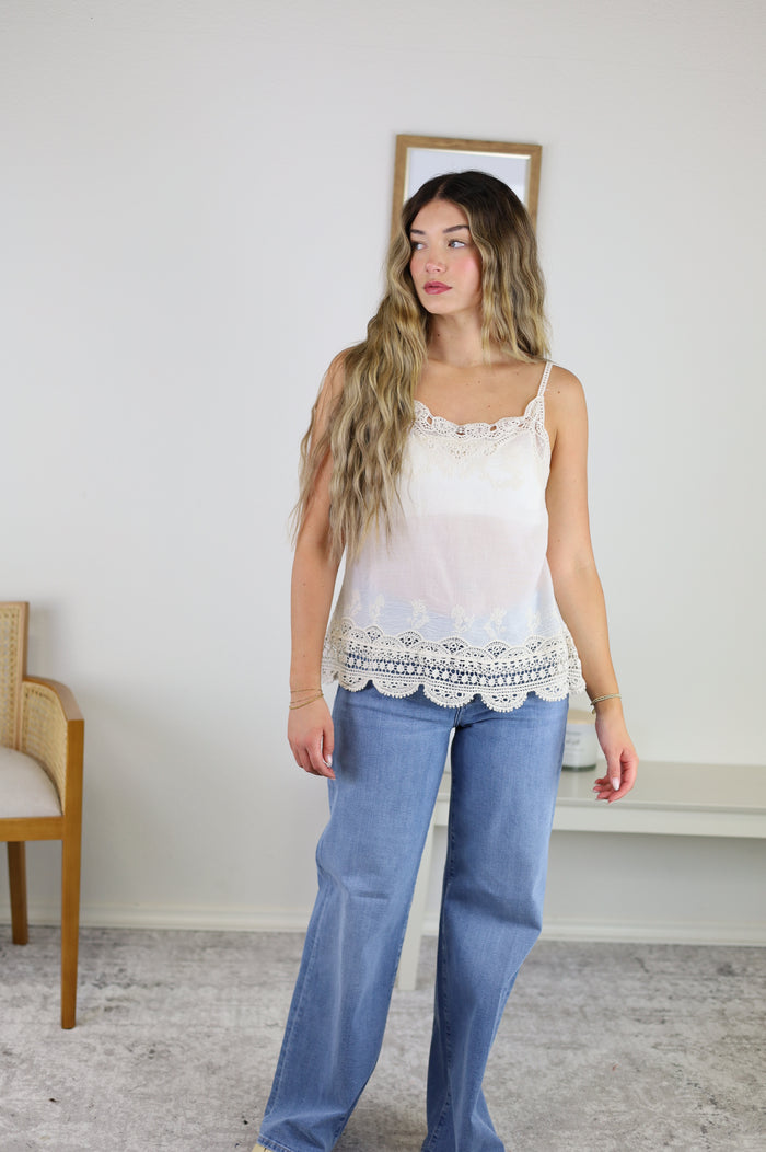 Ryan Lace Embroidered Tank Top