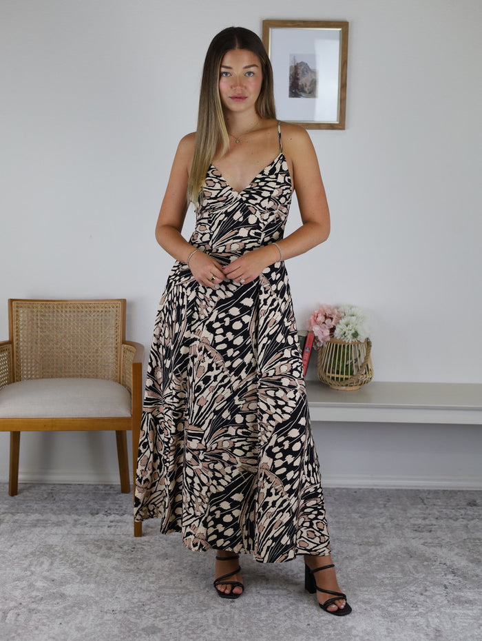 Shelby Printed Open Back Maxi Dress