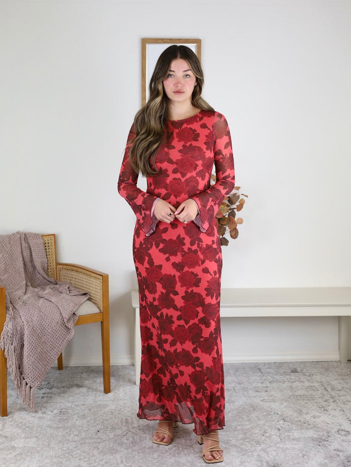 Holland Floral Bell Sleeve Maxi Dress