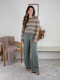 Stevie Linen Blend Wide Leg Pant - Spruce