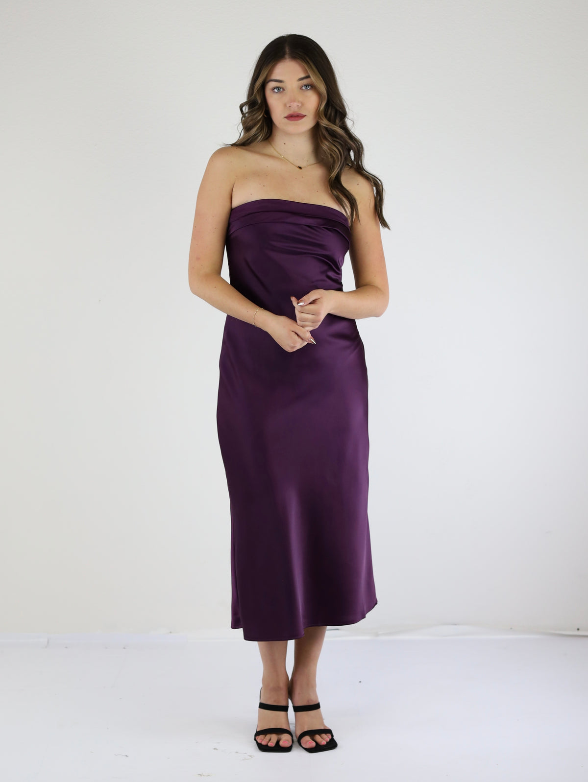 Purple Raine Satin Tube Dress