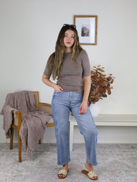 Hayes Classic Solid Rib Knit Sweater -Mocha