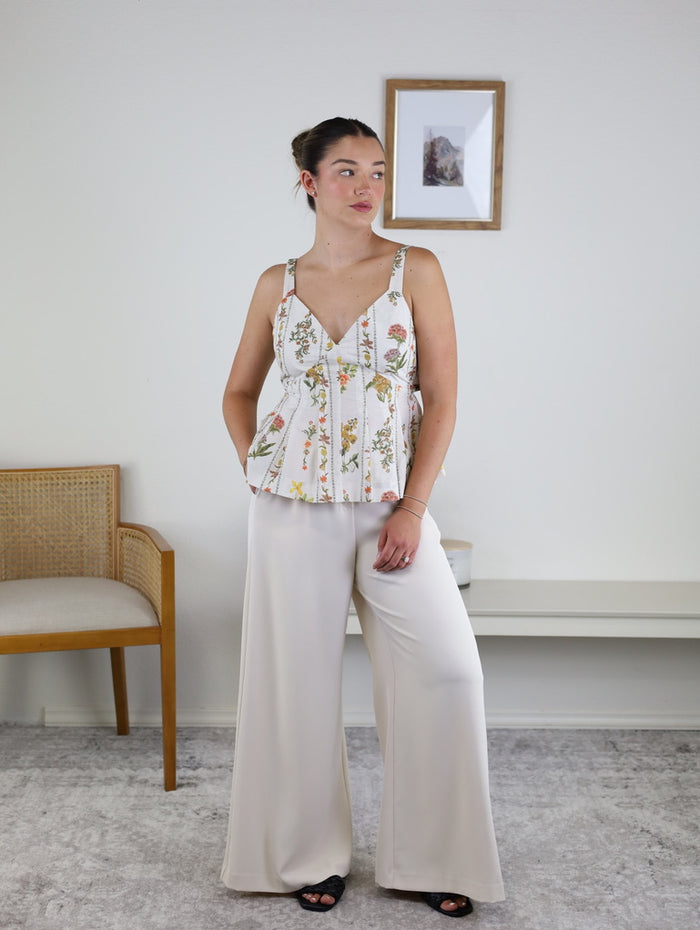 Garden Floral Print Peplum Top