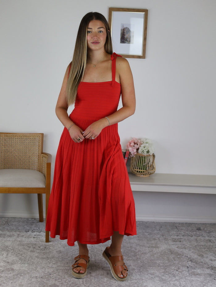 Everly Mixed Media Midi Dress - Final Sale