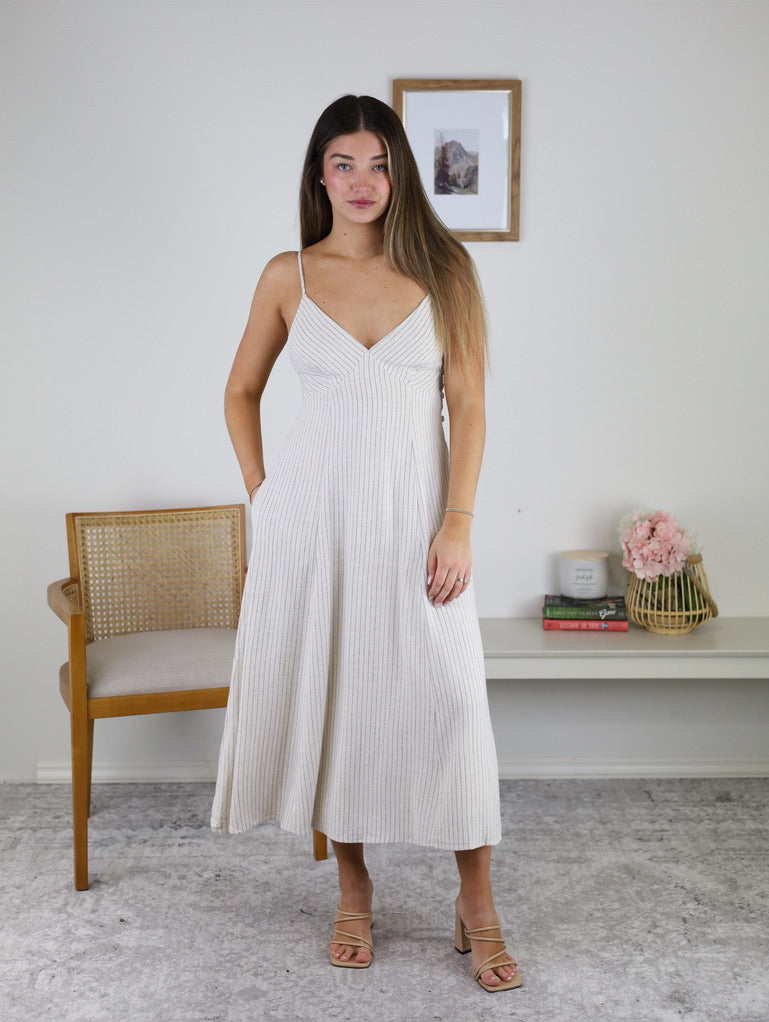 Robyn Striped Linen Midi Dress