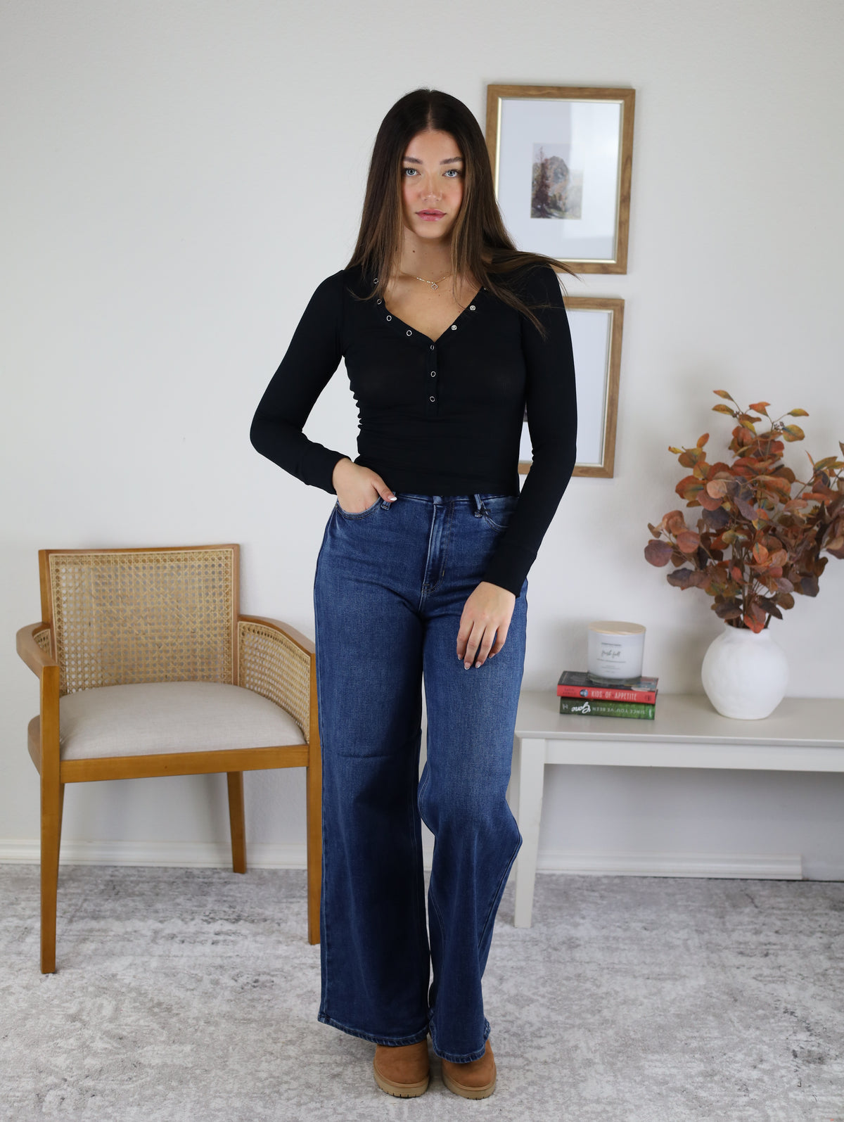 High Rise Palazzo Wide Leg Denim