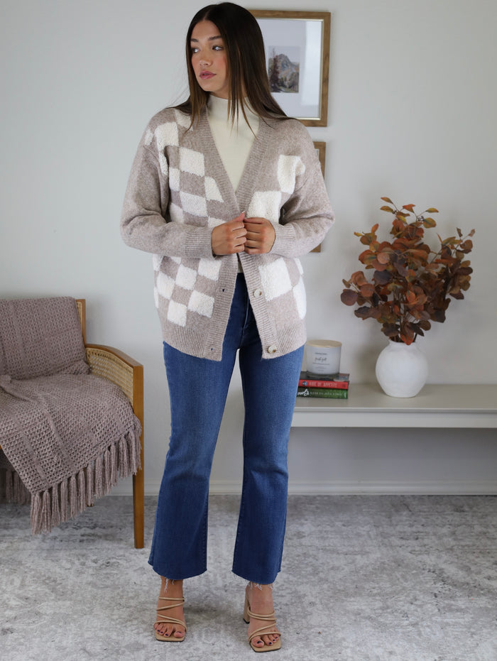 On Trend Checkered Cardigan