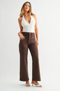 JUST BLACK DENIM - Patch Pocket Wide Leg - DARK BROWN - BP433J: 24