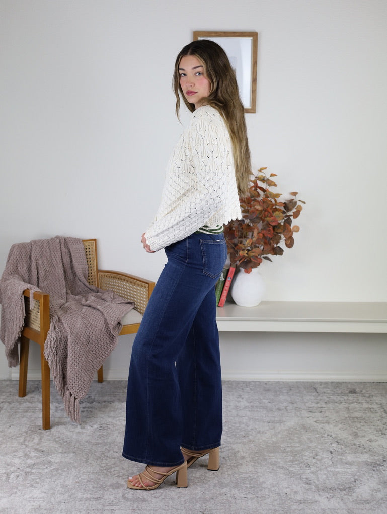 Inez Pointelle Knit Cardigan