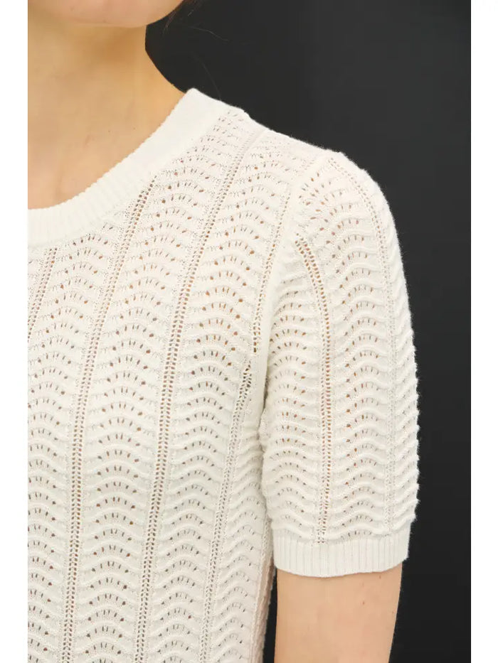 Houston lightweight cotton viscose crew neck sweater in white