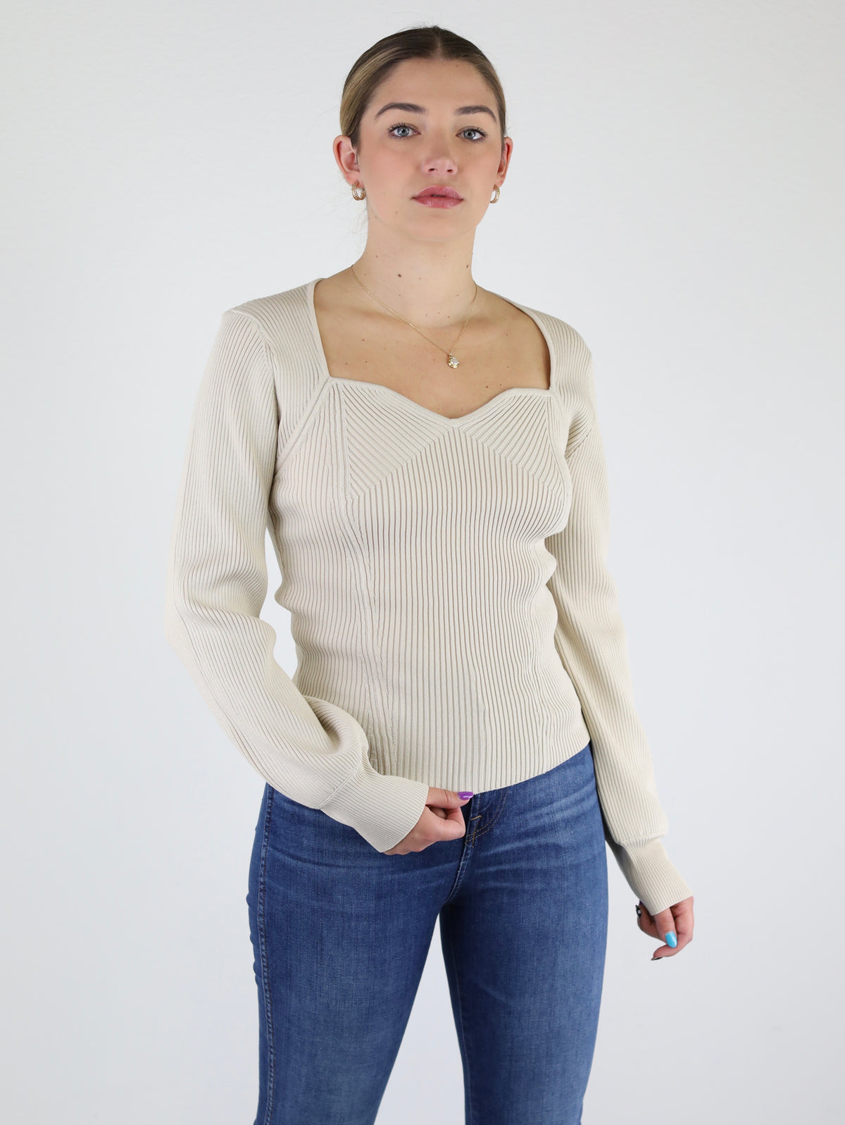 Sweetheart Neck L/S Sweater