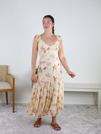 Raven Ruffle Strap Tiered Midi Dress