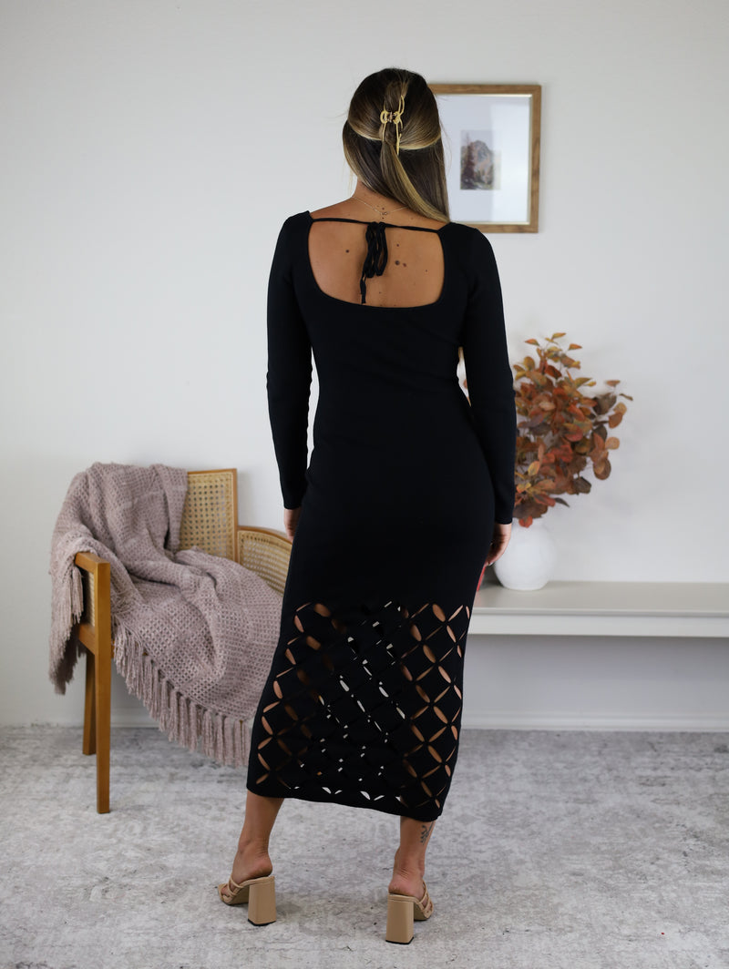 Rashi Diamond Cut Out Sweater Midi Dress
