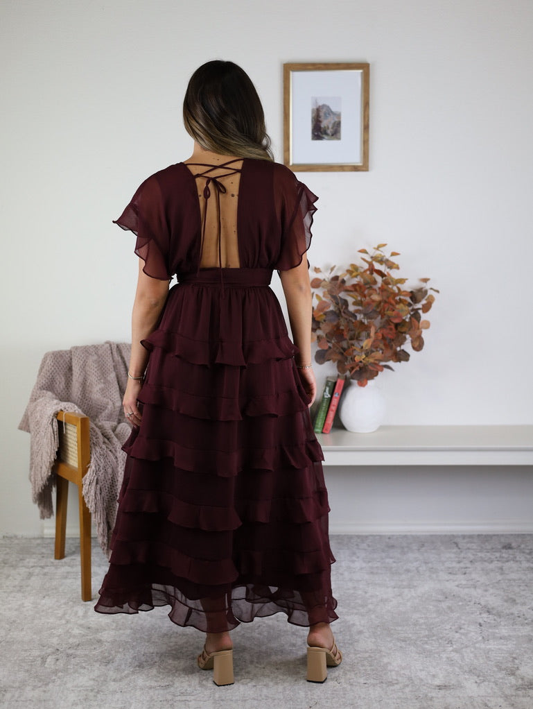 Adrian Aline Tiered Midi Dress