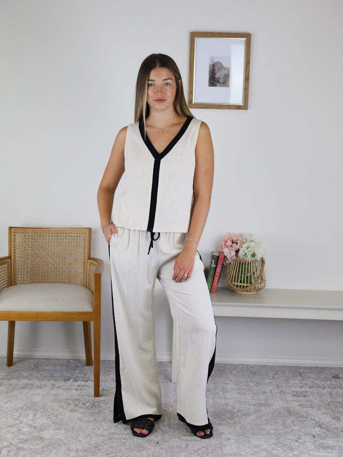 Austin Linen Blend Pant - Natural  - Final Sale