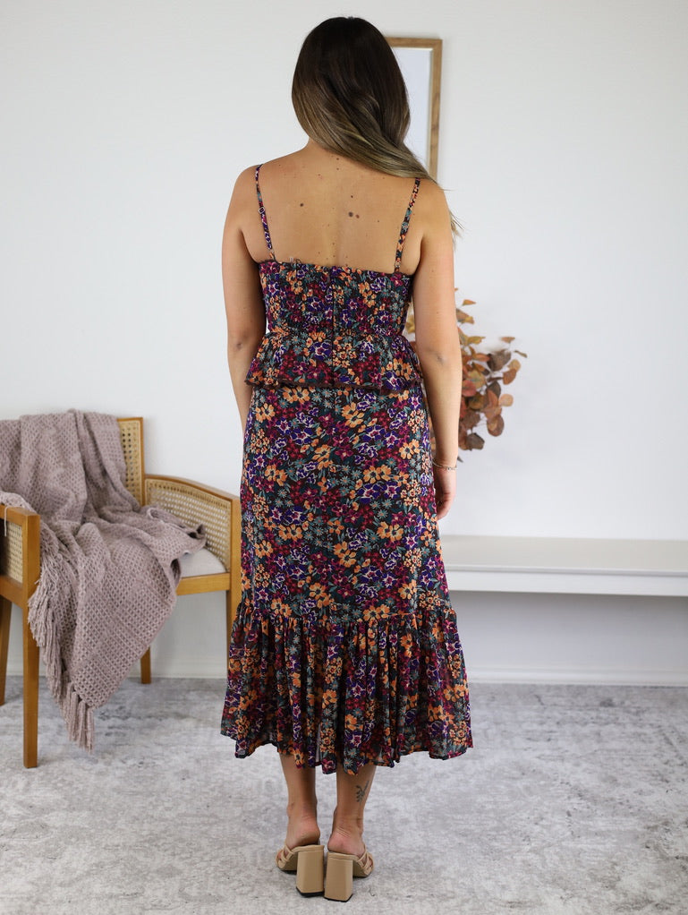 Midnight Floral Midi Dress