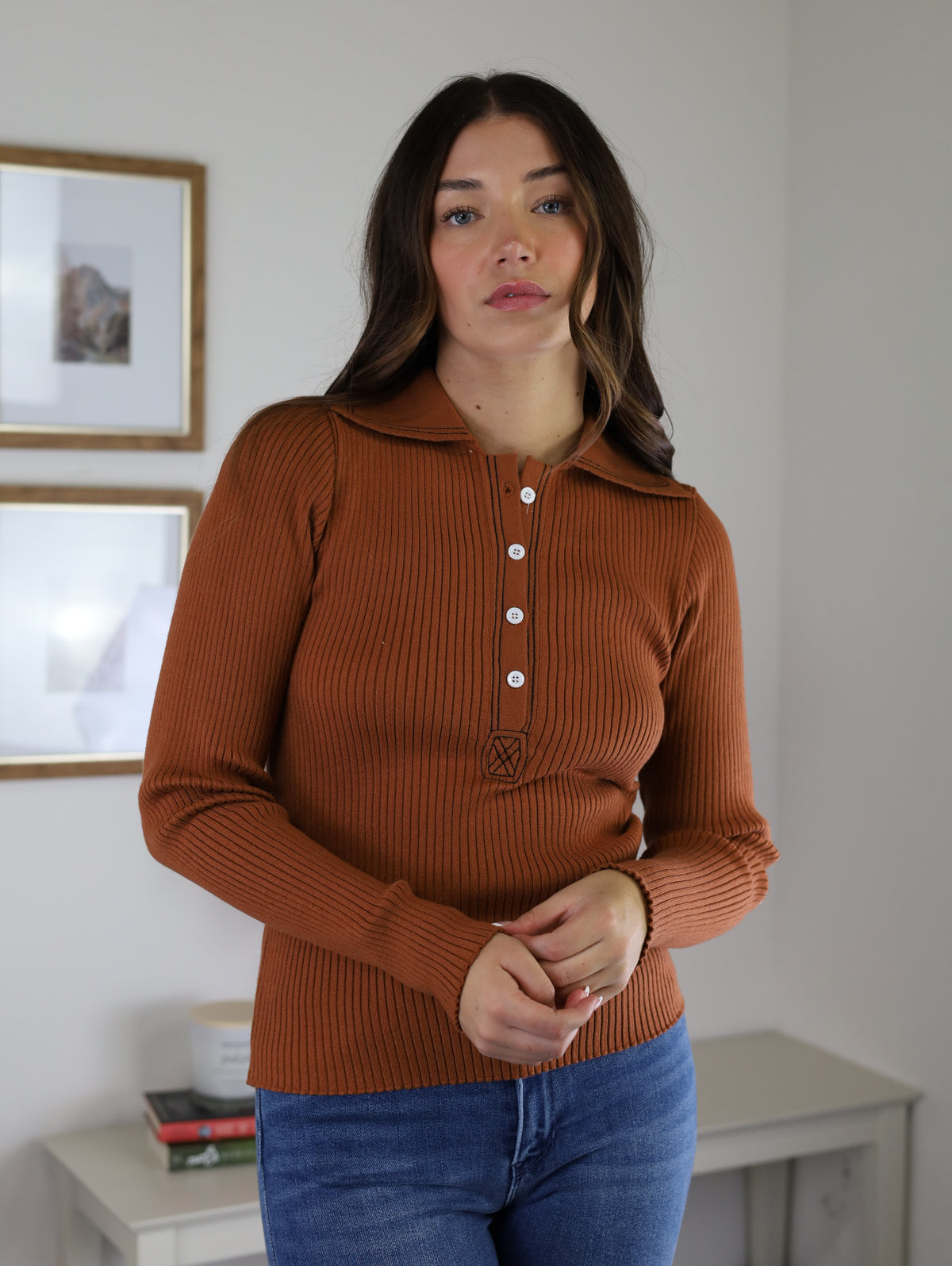 Cynthia Henley Sweater -Rust