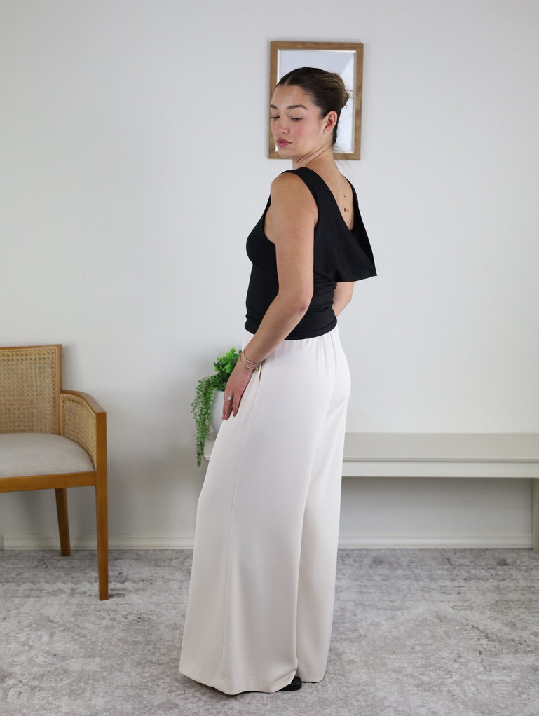 James High Neck Cowl Back Detail Knit Top