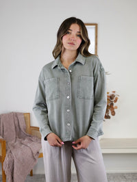 Wendy Garment Dyed Knit Denim Shacket