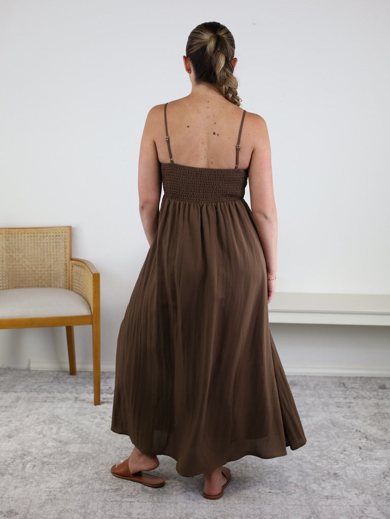 Beatrice Shirred Bodice Midi Dress