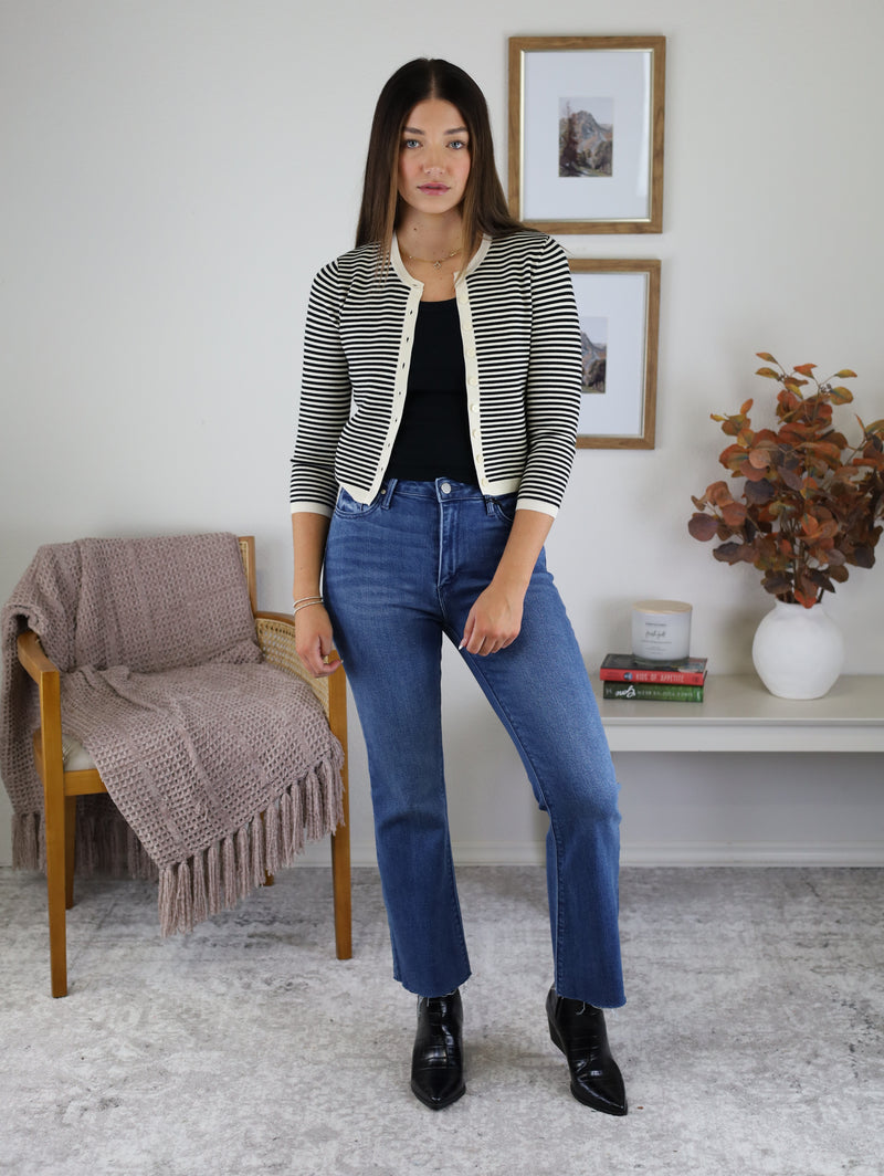 Jean Striped Sweater Cardigan