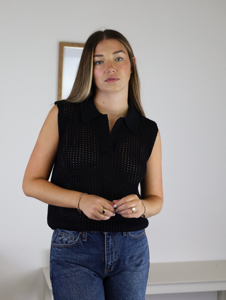 Kennedy Collared Sweater Vest Top