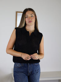 Kennedy Collared Sweater Vest Top