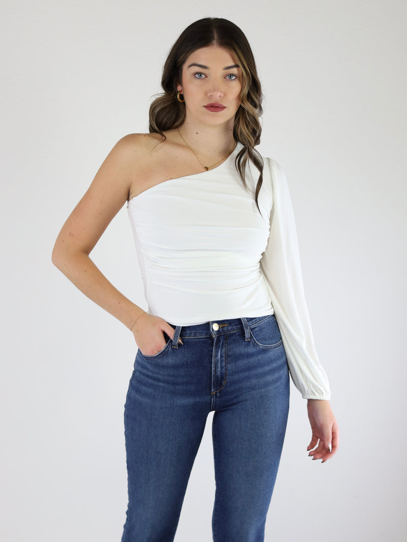 Going Out One Shoulder Ruched Side Top