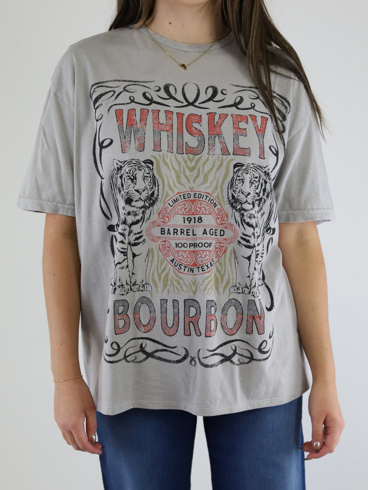 Whiskey Bourbon Distressed Relaxed Graphic Tee