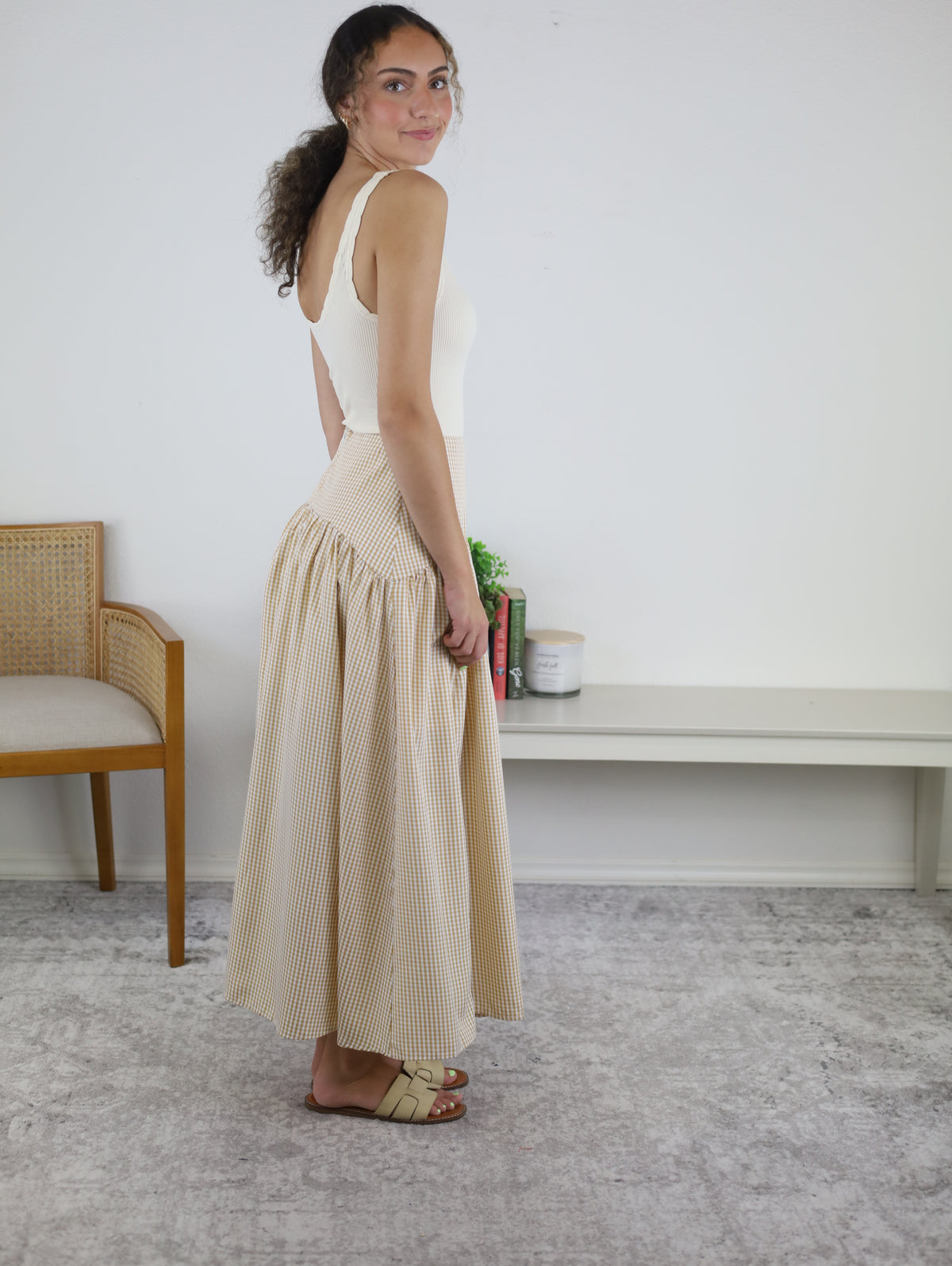 Cassie Gingham Drop Waist Skirt