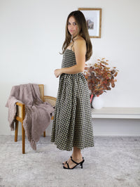 Sky Checker Midi Dress