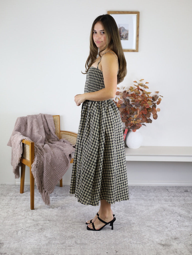 Sky Checker Midi Dress