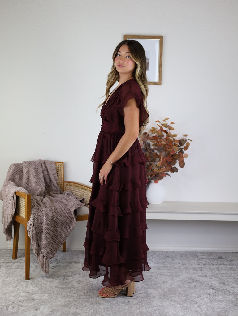 Adrian Aline Tiered Midi Dress