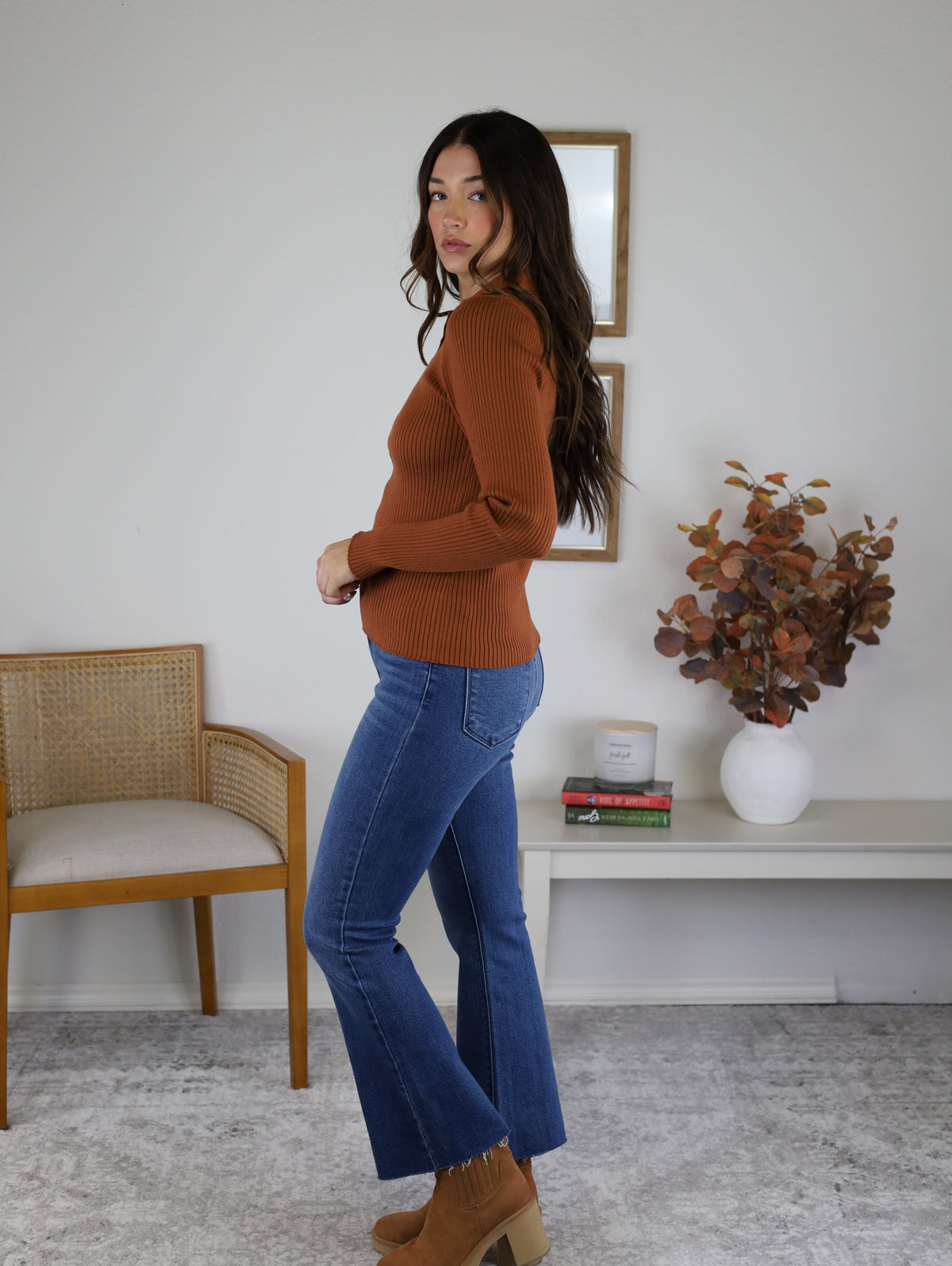 Cynthia Henley Sweater -Rust