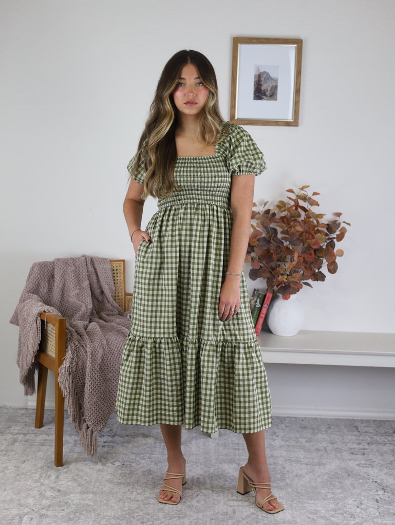 Dallas Gingham Midi Dress