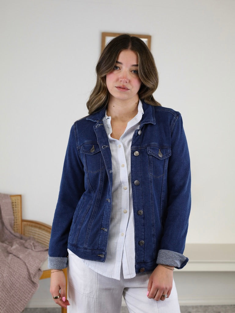 Melba Cotton Fleece Trucker Jacket