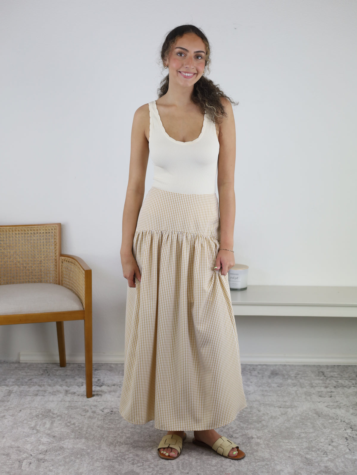 Cassie Gingham Drop Waist Skirt
