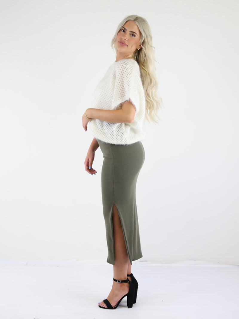 Double Layer Ribbed Skirt