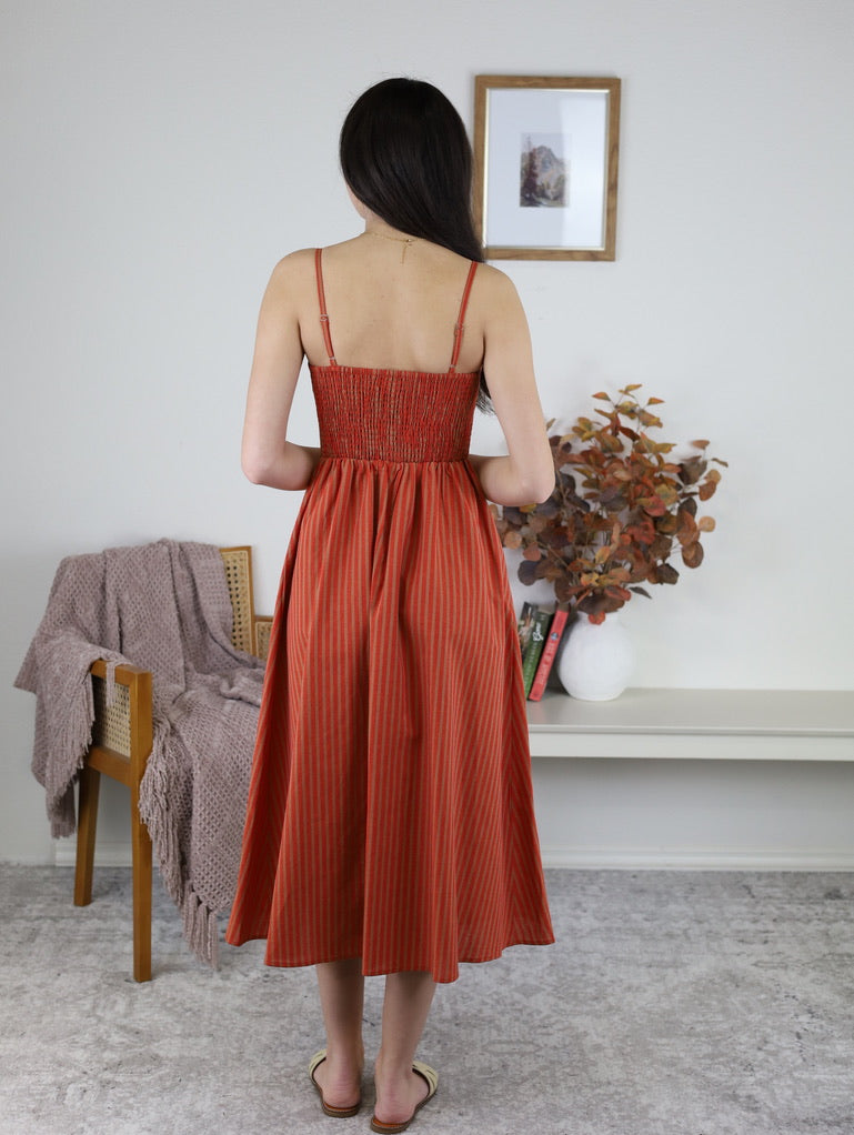 Ella Gathered Hip Midi Dress