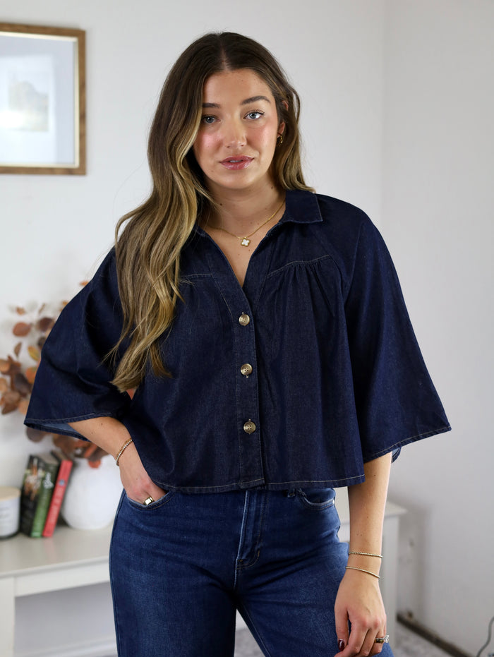 Tracy Cropped Denim Top