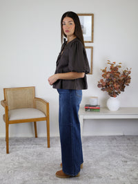 High Rise Palazzo Wide Leg Denim