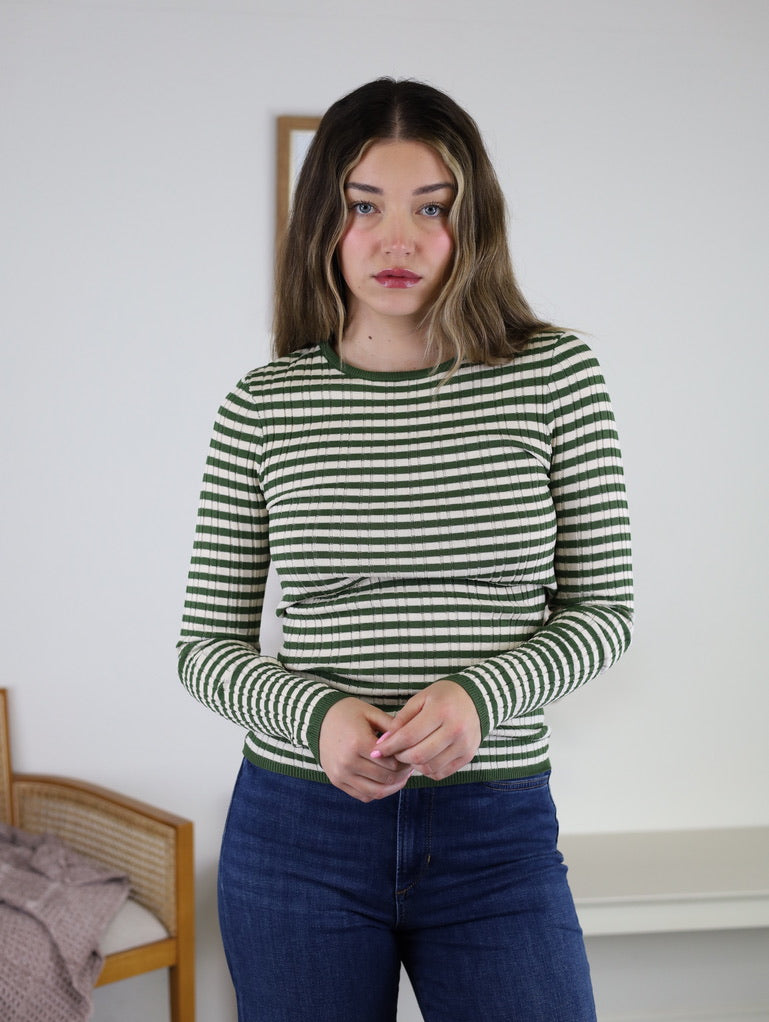 Mindy Ribbed Striped  Top