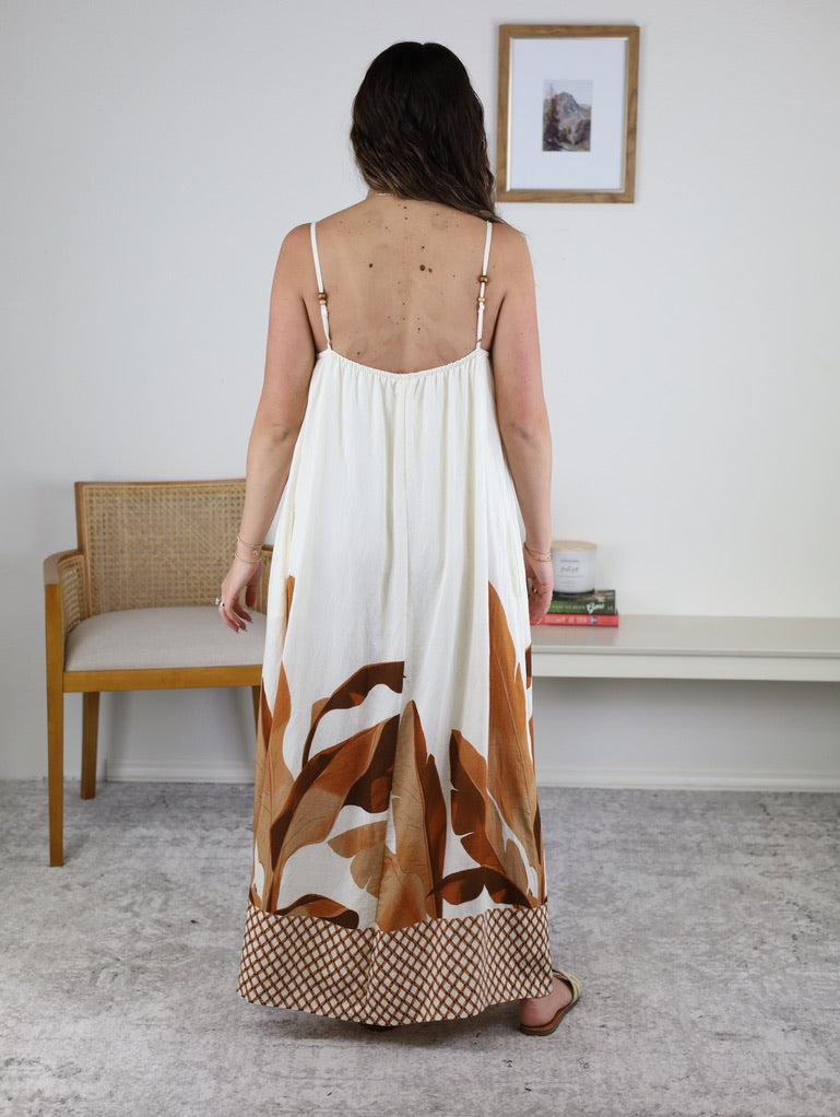 Stassi Leaf Print Maxi Dress