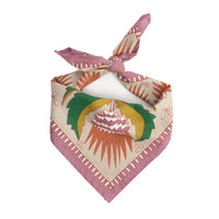 Martha tan floral cotton bandana folded to show print detail