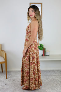 Mari Printed Open Back Maxi Dress