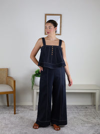 Helen Contrast Stitch Wide Leg Pant